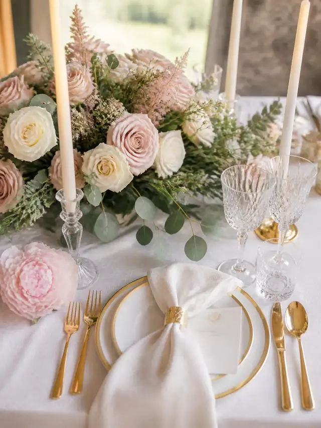 Blush and lilac wedding tablescape planned by Grá Weddings in Ireland
